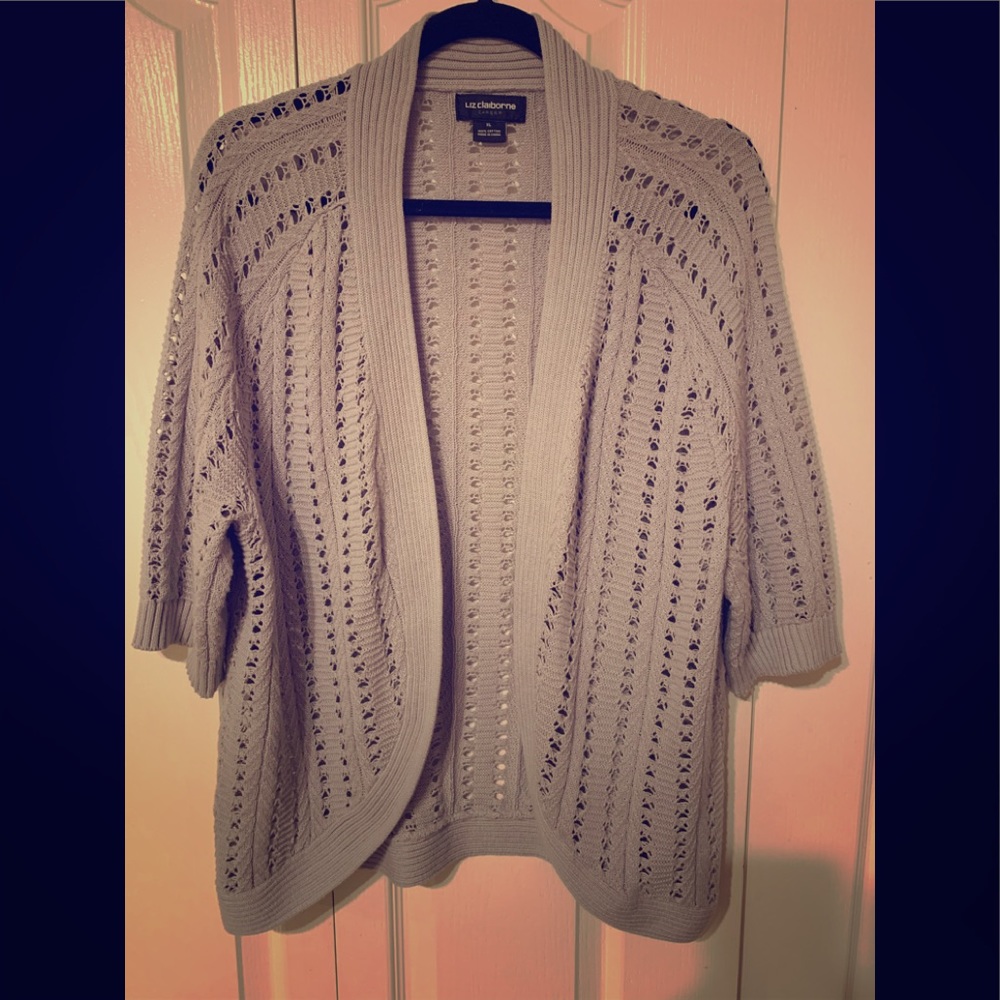 Gray Liz Claiborne Open Cardigan